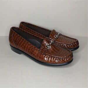 SAS Tripad Comfort Brown Croc Embossed Leather‎ Loafers Women 6.5M USA